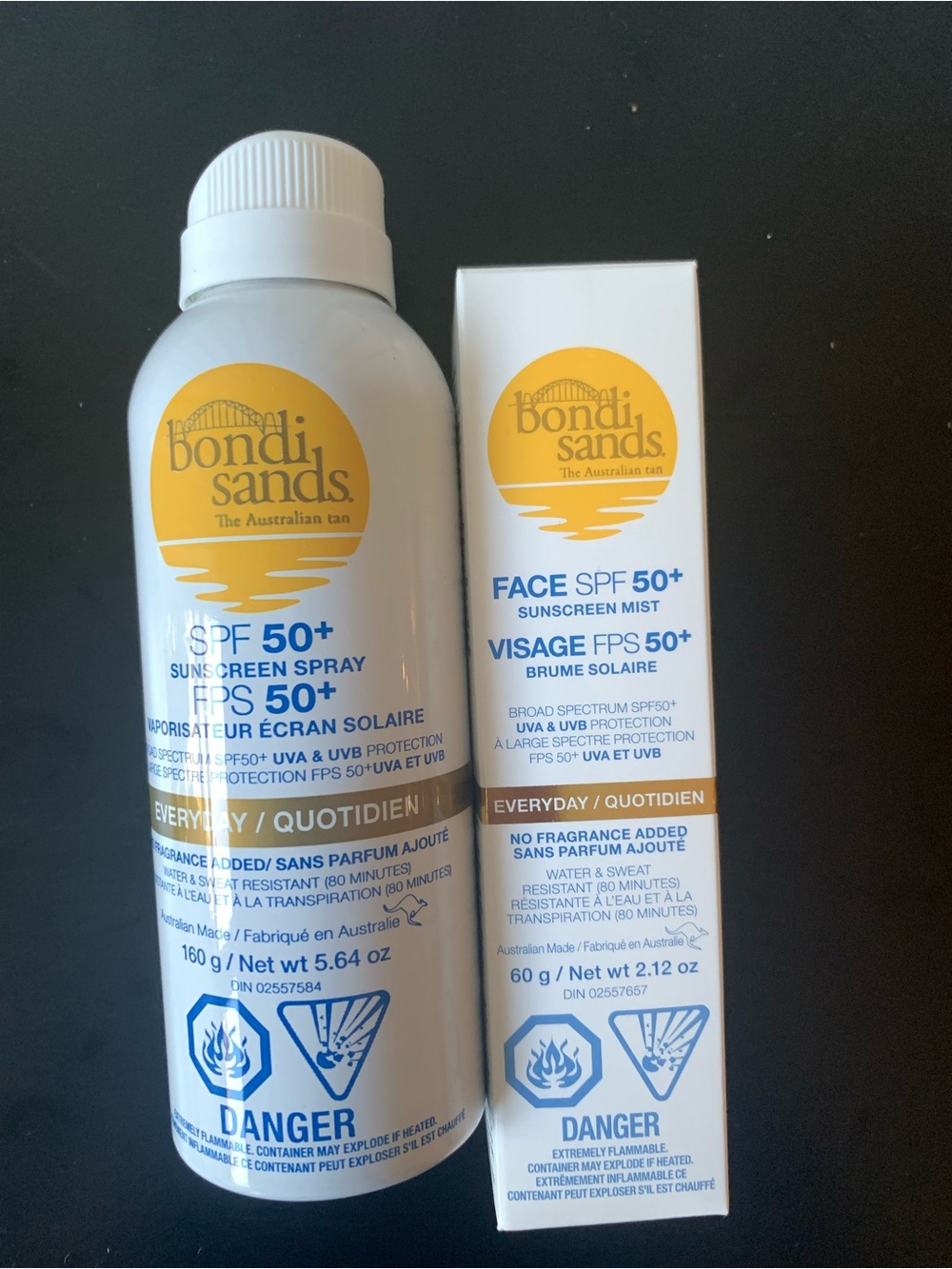 🌞 TWO New SPRAY Bondi Sands SPF 50+ 1  Body & 1 Face Sunscreen Water Sweat Resis